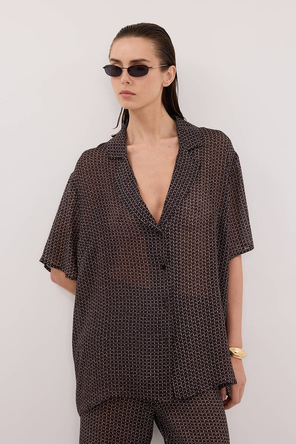 TIA CHOC MICRO CHECK SHIRT Clothing DISSH Boutiques 