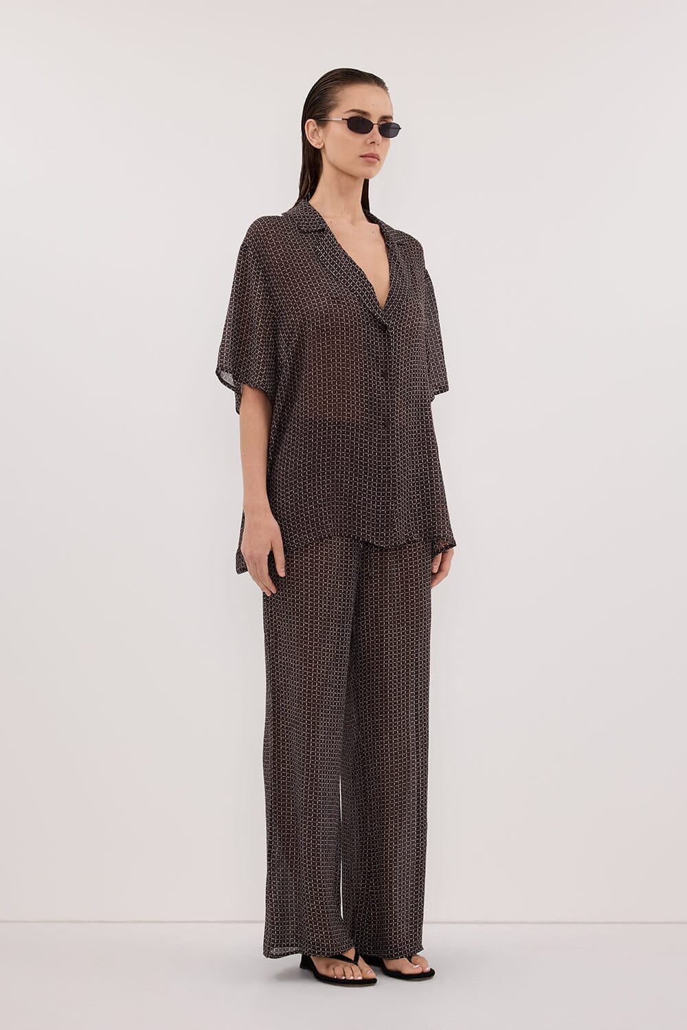 TIA CHOC MICRO CHECK SHIRT Clothing DISSH Boutiques 