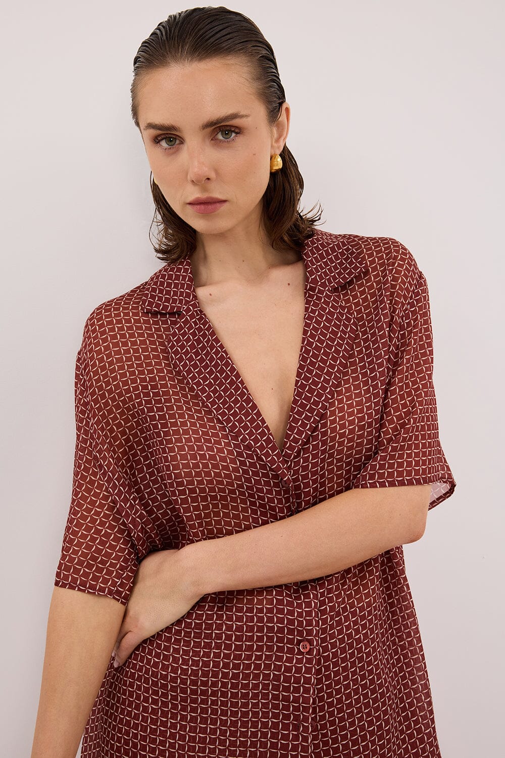 TIA SAHARA MICRO CHECK SHIRT Clothing DISSH Boutiques 