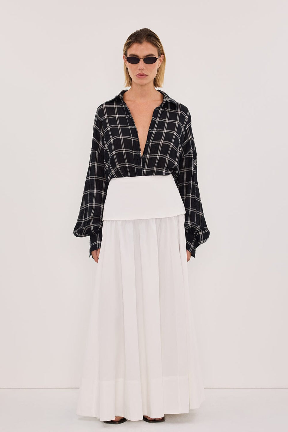 ANNALISE BLACK LONG SLEEVE CHECK SHIRT Clothing DISSH Boutiques 