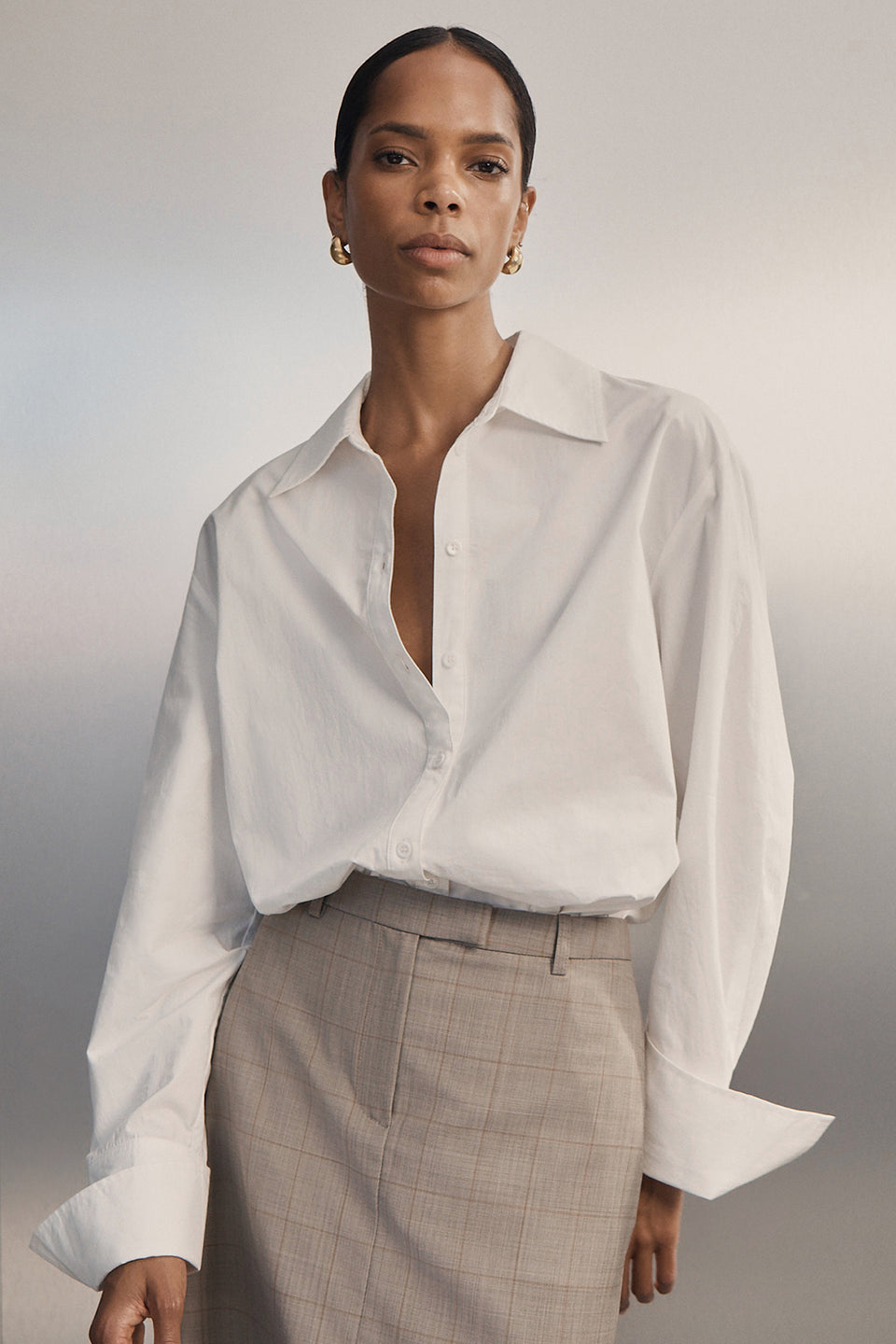 LULU LONGLINE WHITE COTTON SHIRT