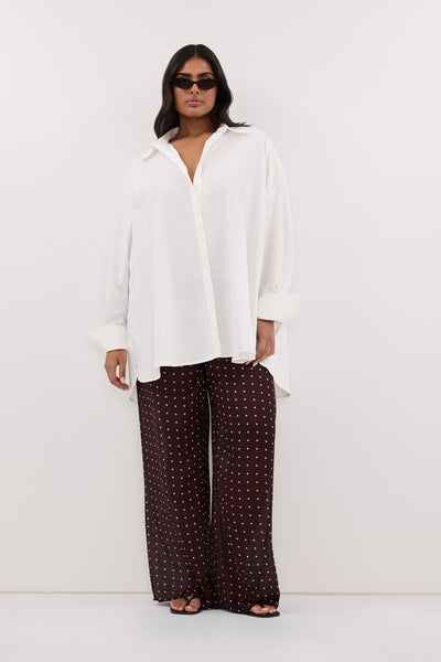 Shanaya wearing RAE WHITE LIGHT WEIGHT COTTON SHIRT