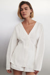 EDENA WHITE COTTON FITTED SHIRT
