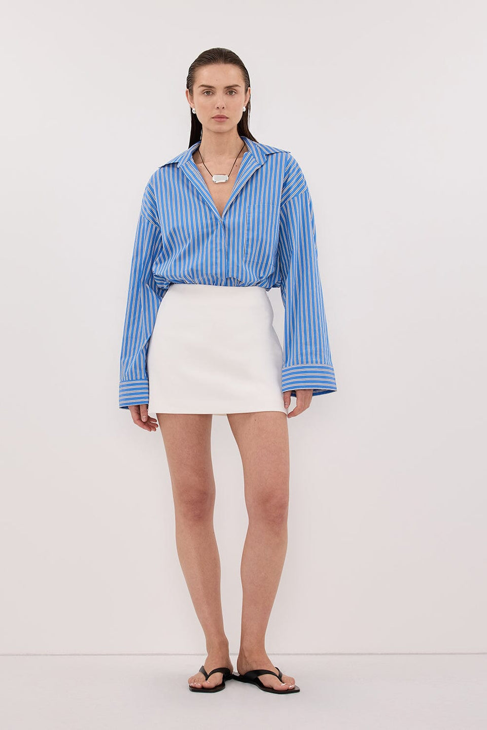 MISHA AZURE BLUE STRIPE SHIRT - PRE ORDER Clothing DISSH Boutiques 4 AZURE BLUE 
