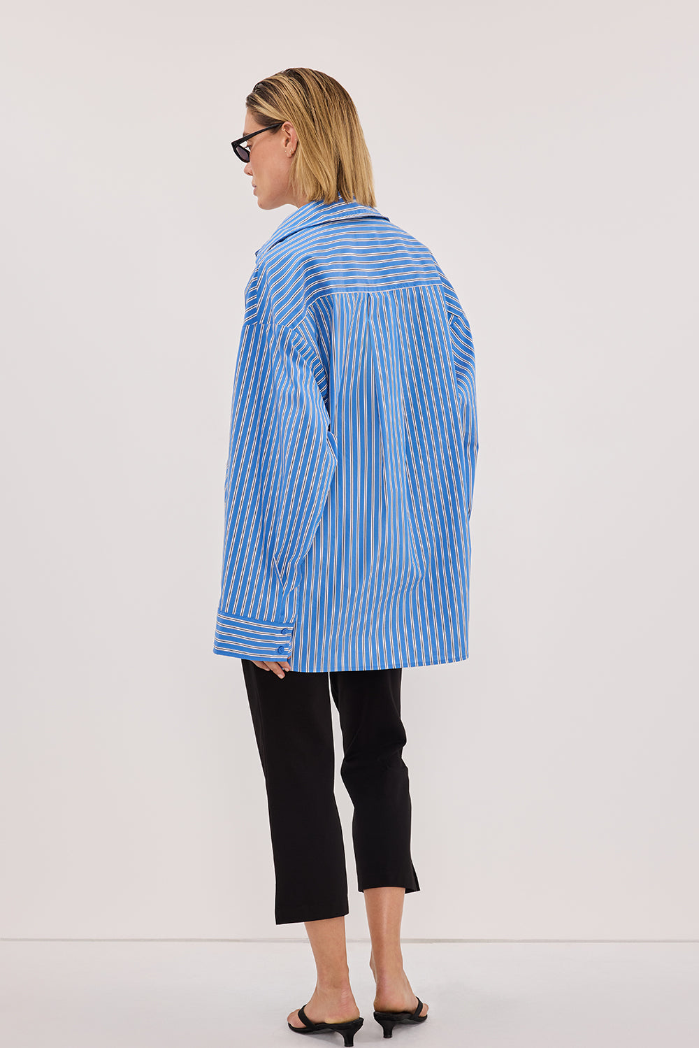 MISHA AZURE BLUE STRIPE SHIRT