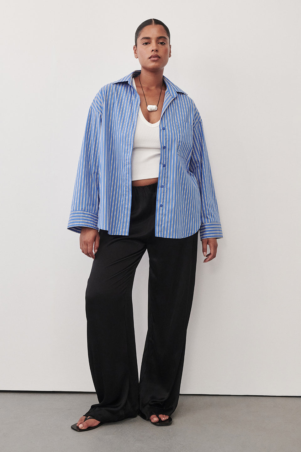 MISHA AZURE BLUE STRIPE SHIRT