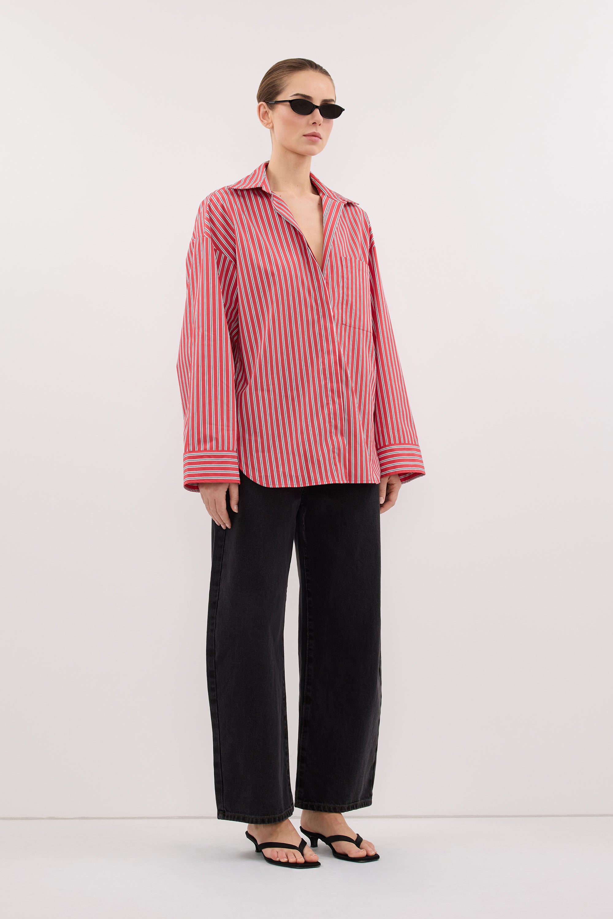 MISHA RED STRIPE SHIRT
