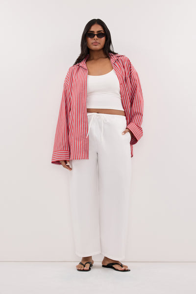 Shanaya wearing MISHA RED STRIPE SHIRT