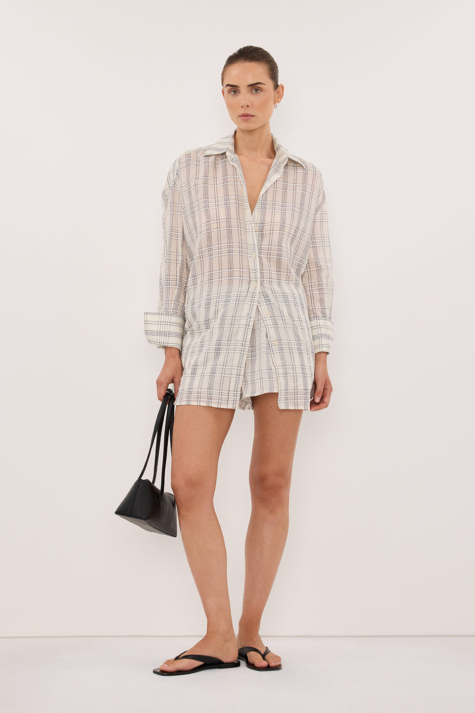 PETRA OFF WHITE CHECK SHIRT