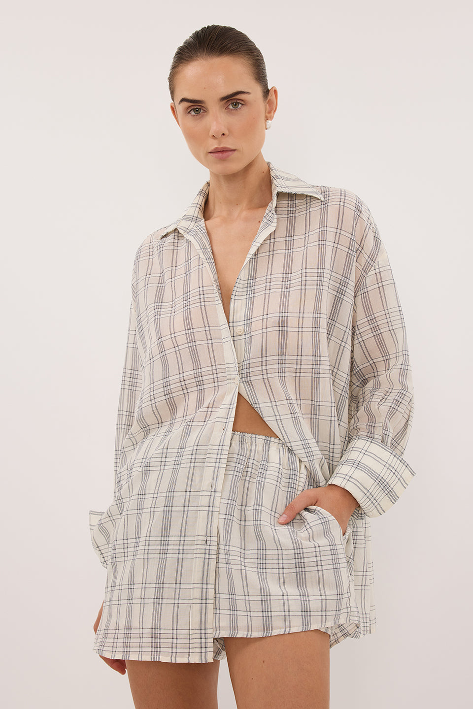 PETRA OFF WHITE CHECK SHIRT