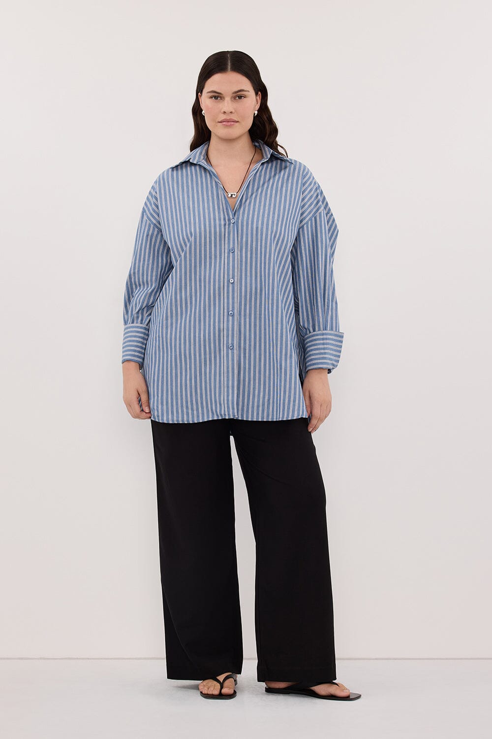 GRACIE LONG SLEEVE BLUE STRIPE SHIRT