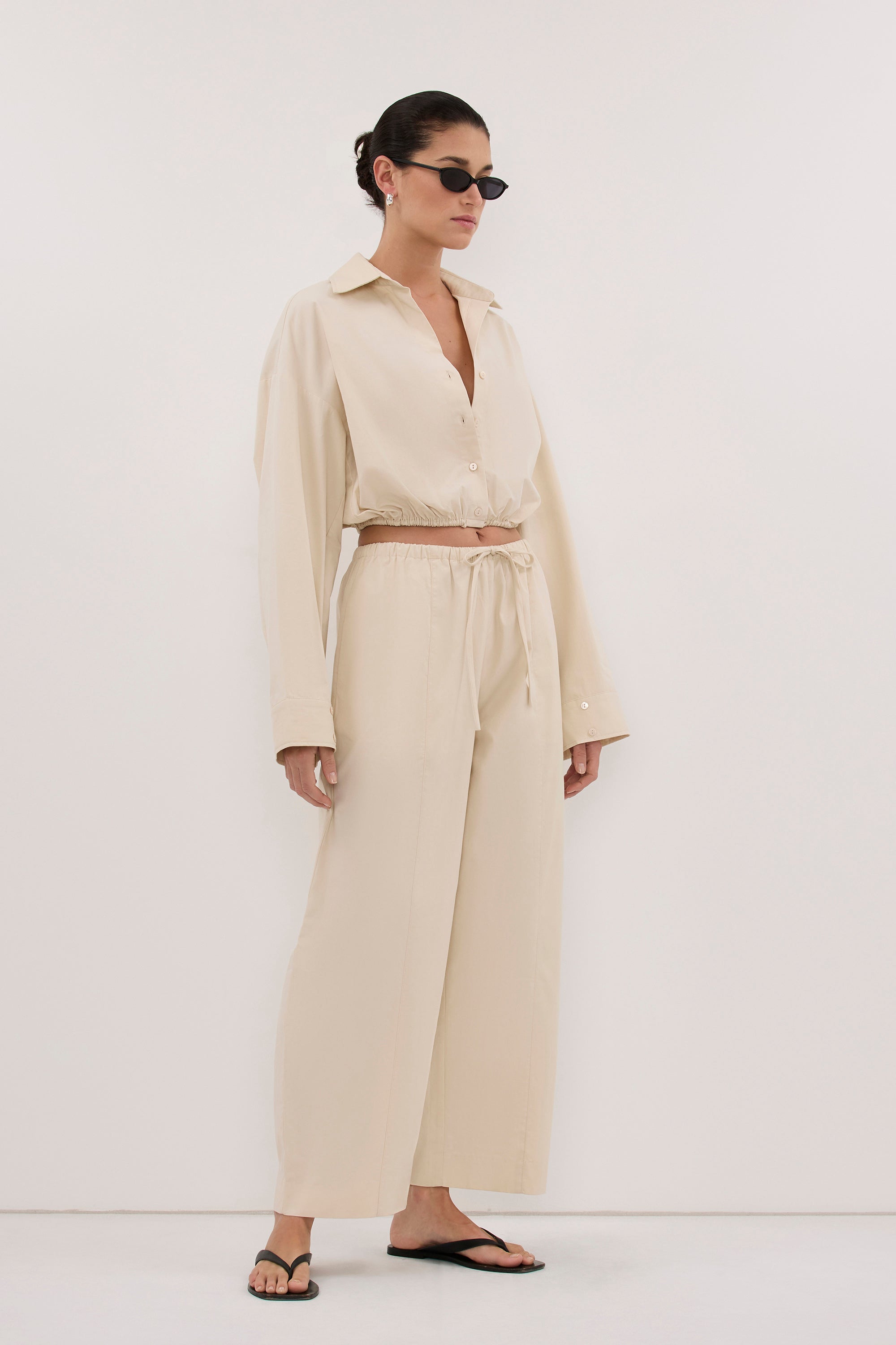 CALI PLASTER COTTON CROPPED SHIRT