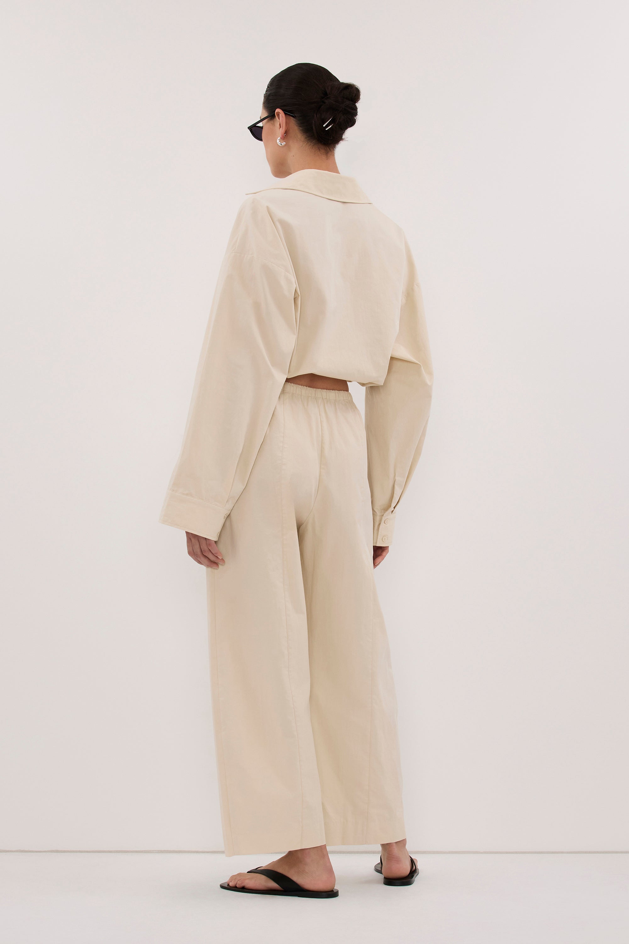 CALI PLASTER COTTON CROPPED SHIRT