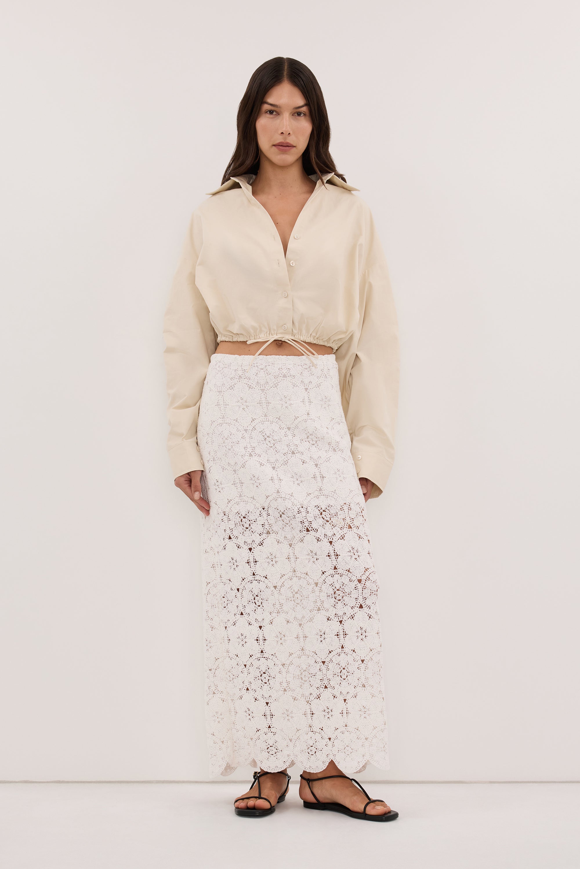 CALI PLASTER COTTON CROPPED SHIRT
