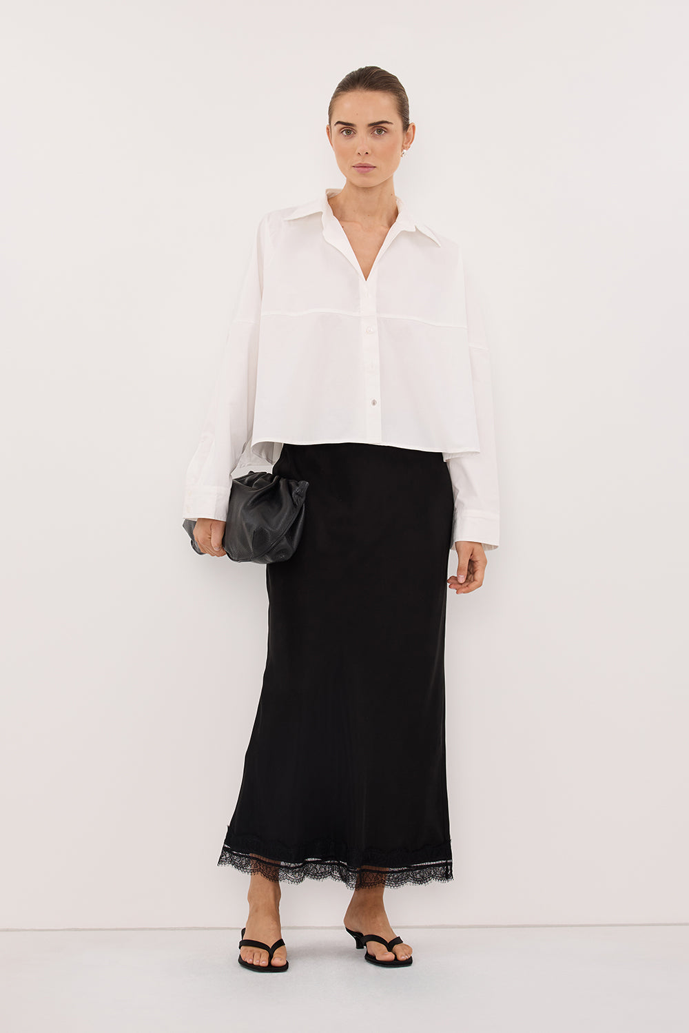 GOLDIE WHITE CROPPED COTTON SHIRT