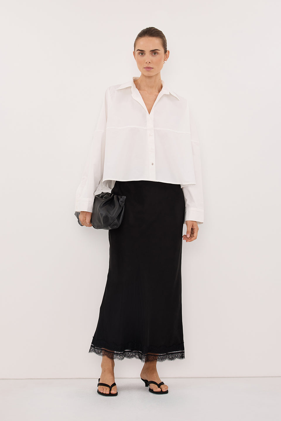 GOLDIE WHITE CROPPED COTTON SHIRT