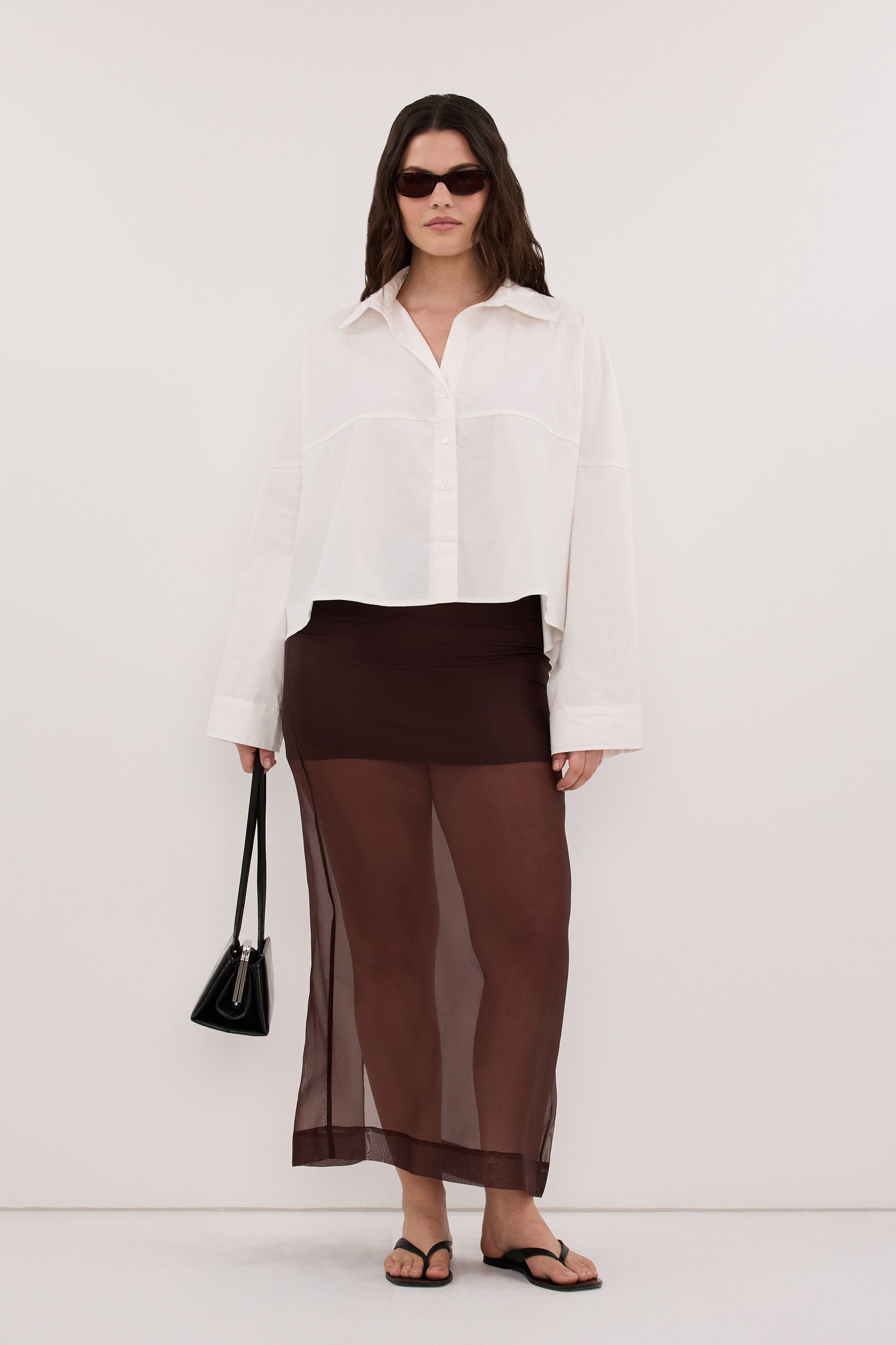 GOLDIE WHITE CROPPED COTTON SHIRT