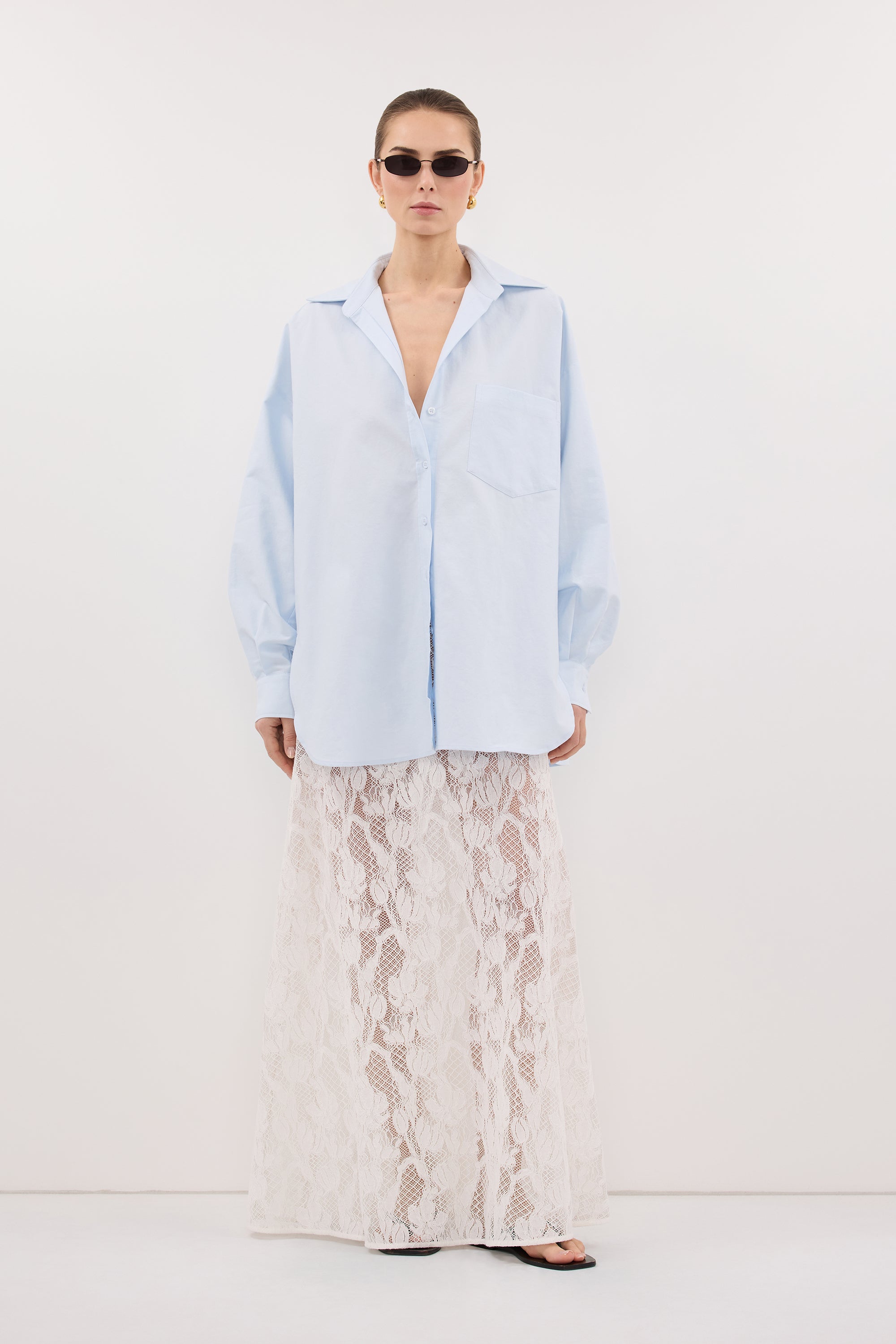 RHEA 3.0 ICE BLUE OVERSIZED COTTON SHIRT