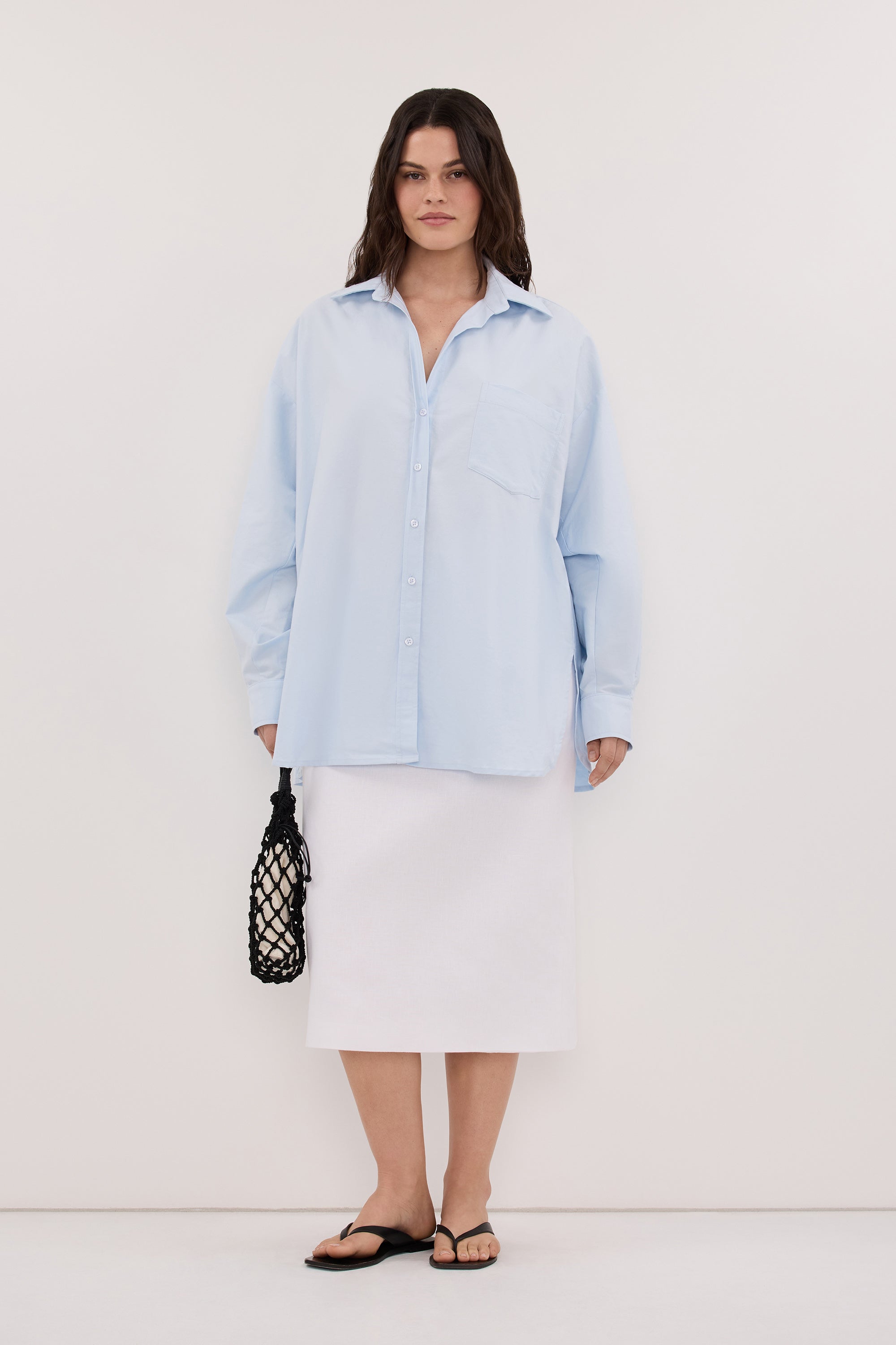 RHEA 3.0 ICE BLUE OVERSIZED COTTON SHIRT