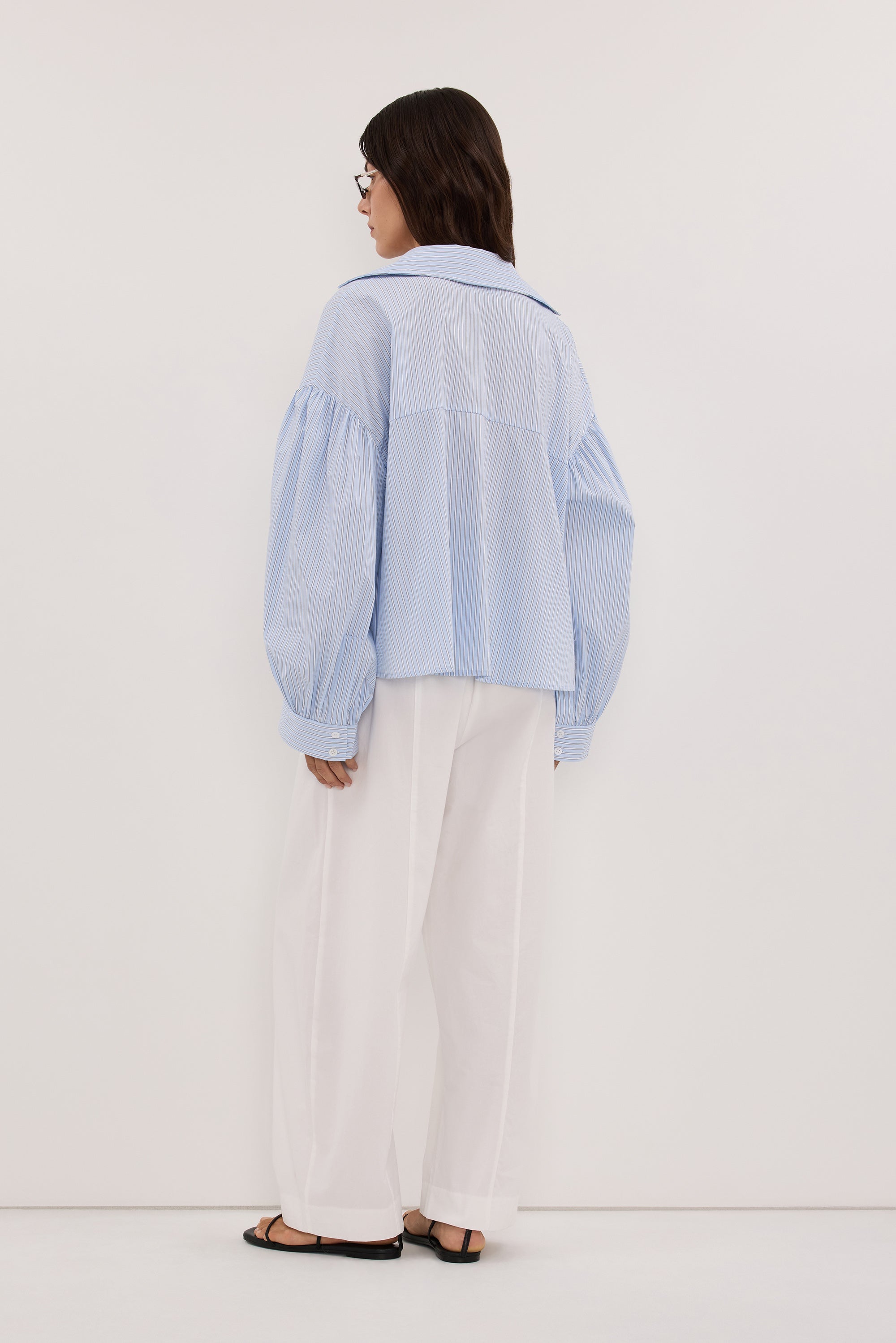 BERNICE BLUE STRIPE COTTON BLEND SHIRT