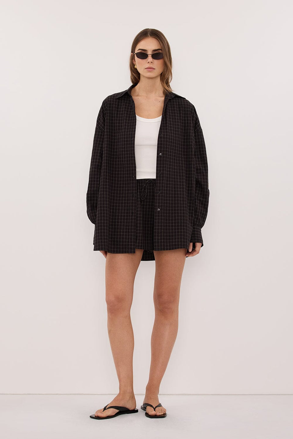 TOVA INK CHECK OVERSIZED COTTON SHIRT