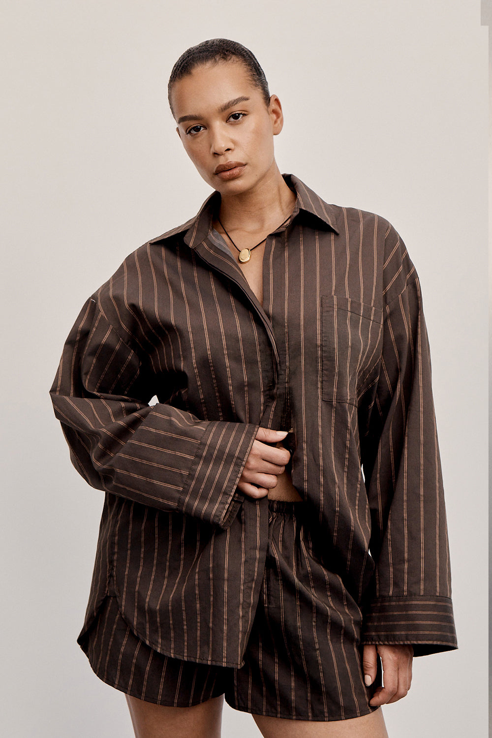 FABLE CHOC SILK BLEND SHIRT