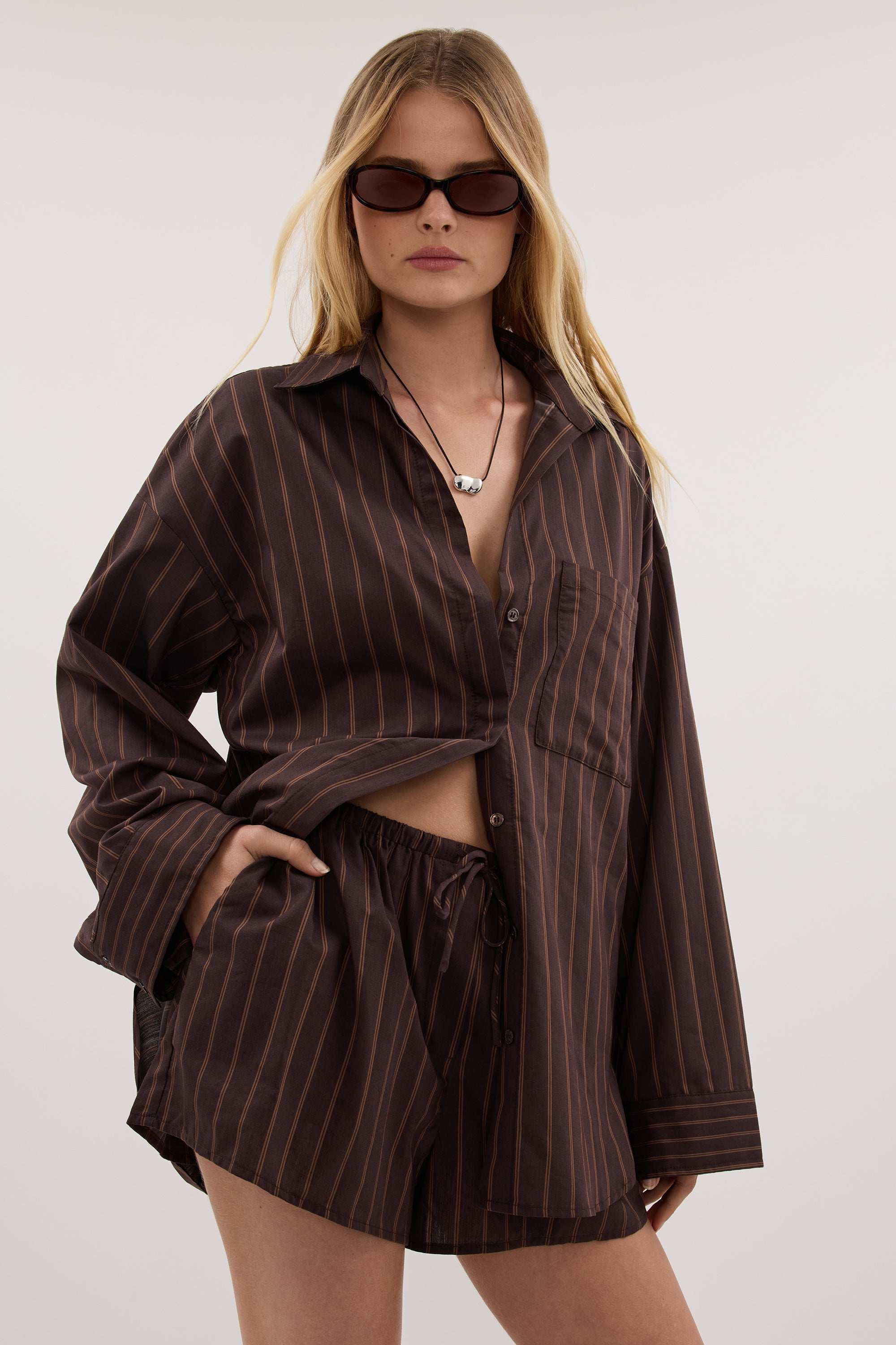FABLE CHOC SILK BLEND SHIRT