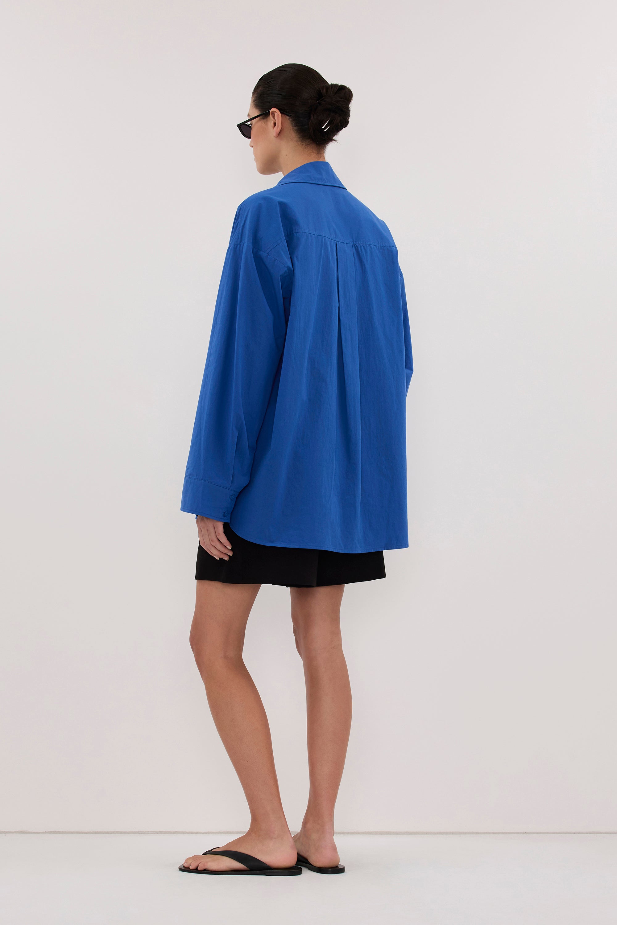INA COBALT LIGHTWEIGHT COTTON SHIRT