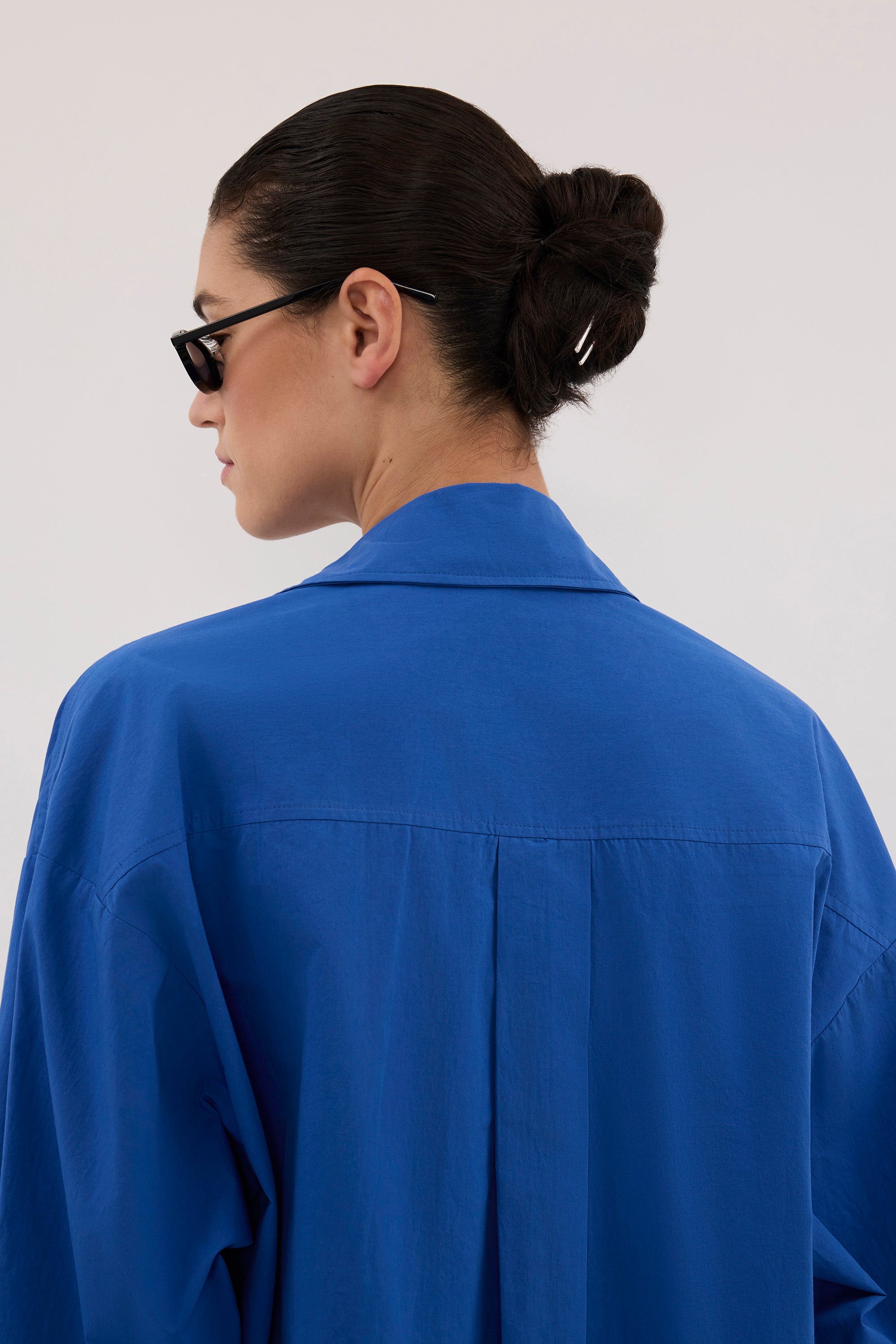 INA COBALT LIGHTWEIGHT COTTON SHIRT
