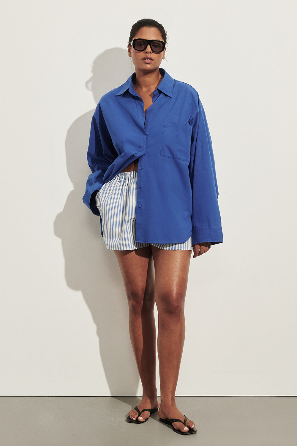 INA COBALT LIGHTWEIGHT COTTON SHIRT