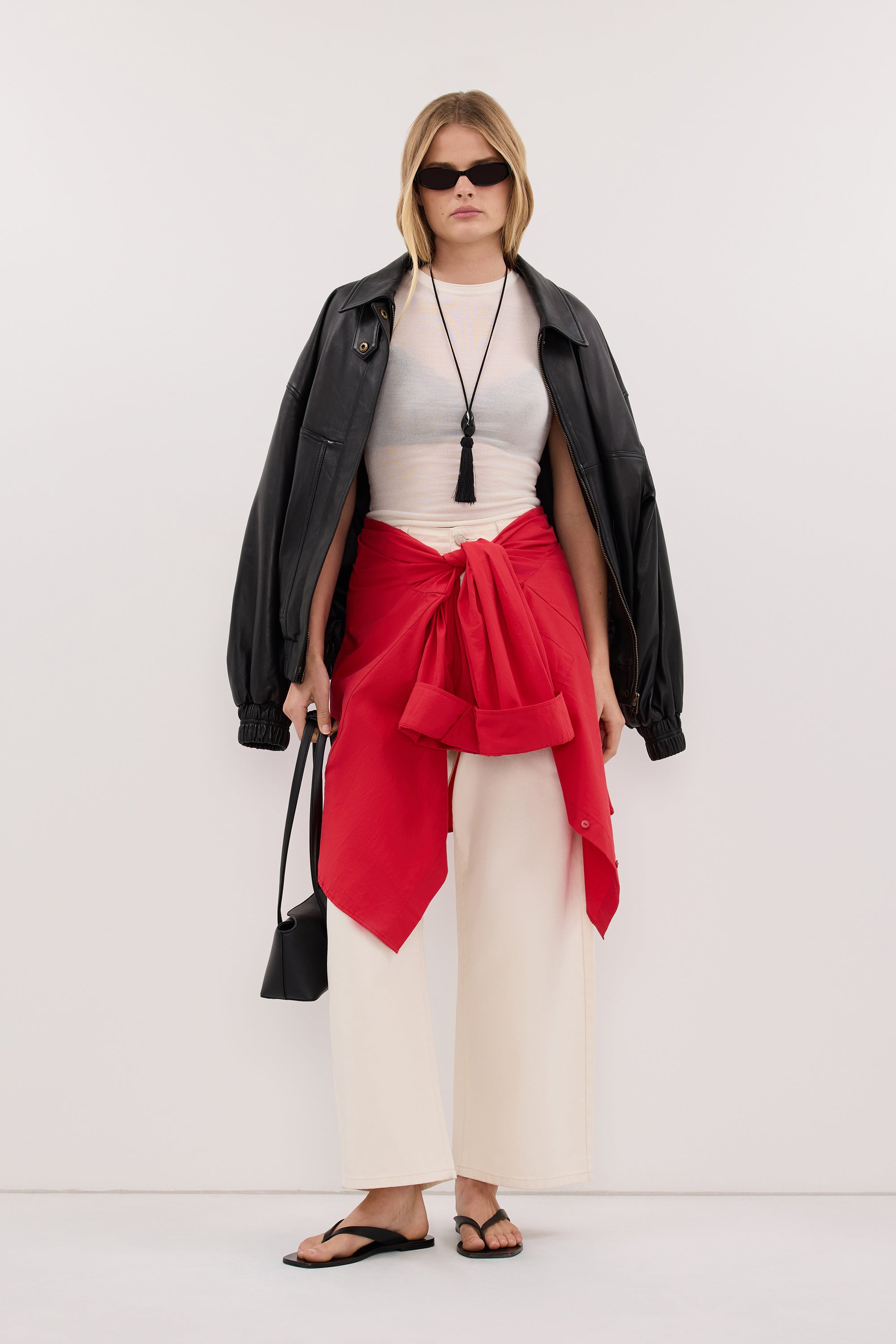 INA RED LIGHTWEIGHT COTTON SHIRT