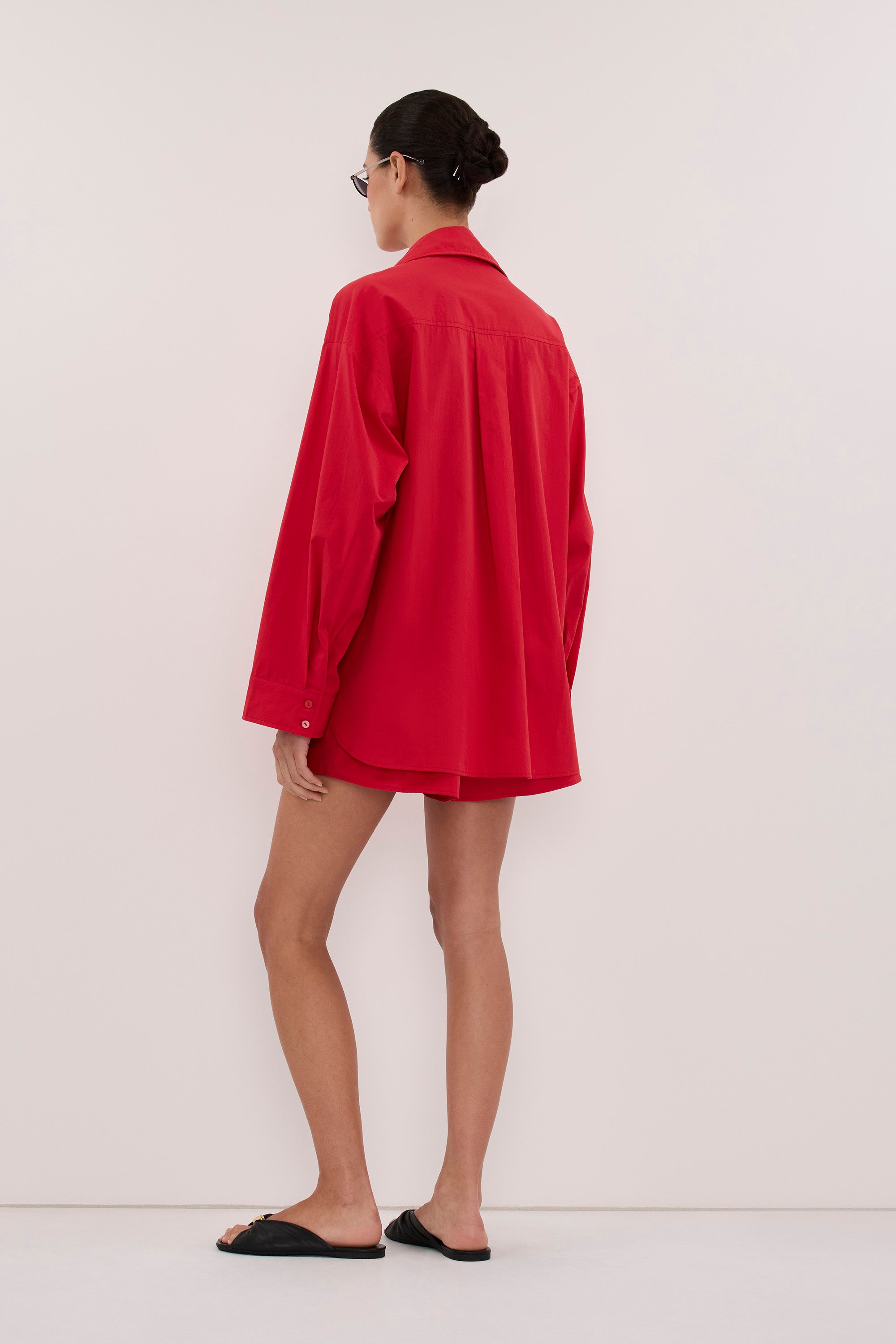 INA RED LIGHTWEIGHT COTTON SHIRT