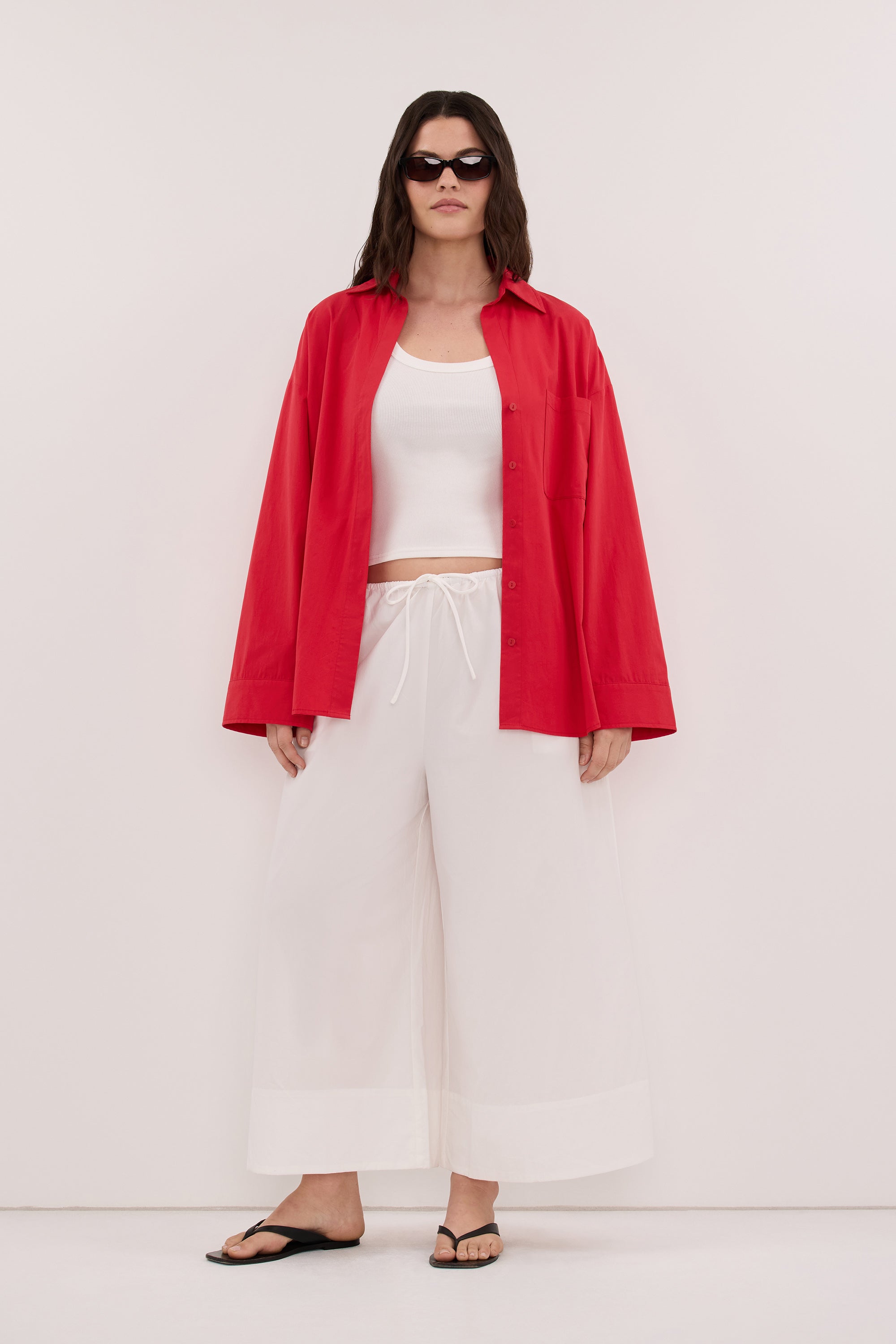 INA RED LIGHTWEIGHT COTTON SHIRT