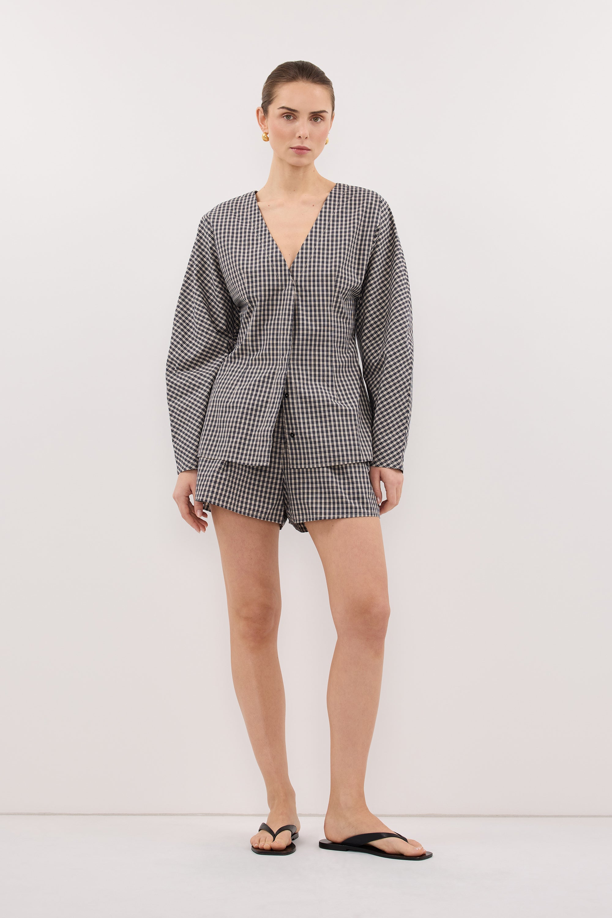 MATILDA INK CHECK FITTED SHIRT
