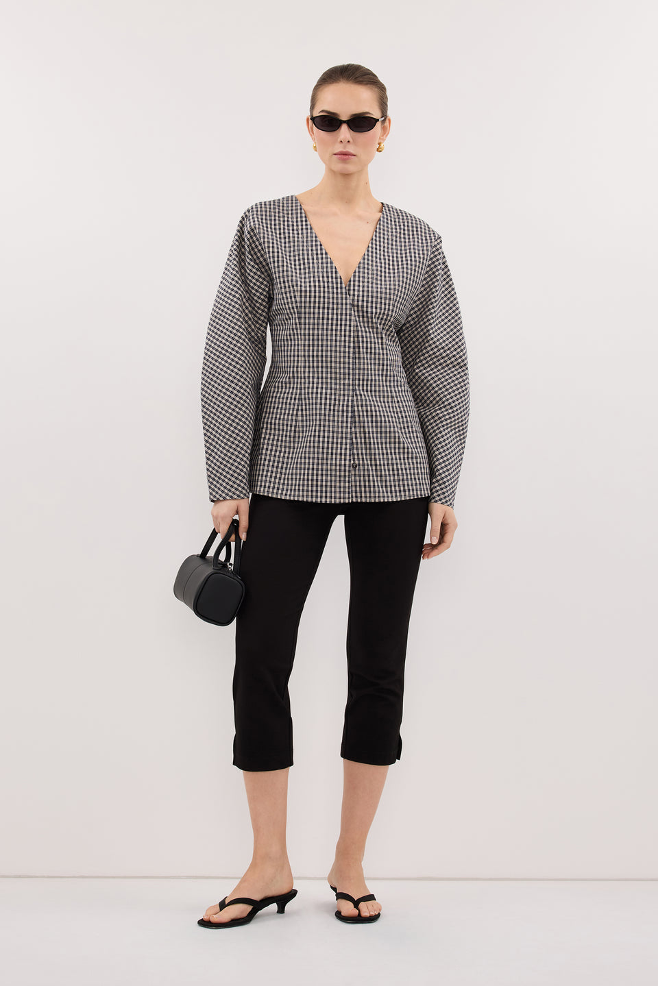 MATILDA INK CHECK FITTED SHIRT