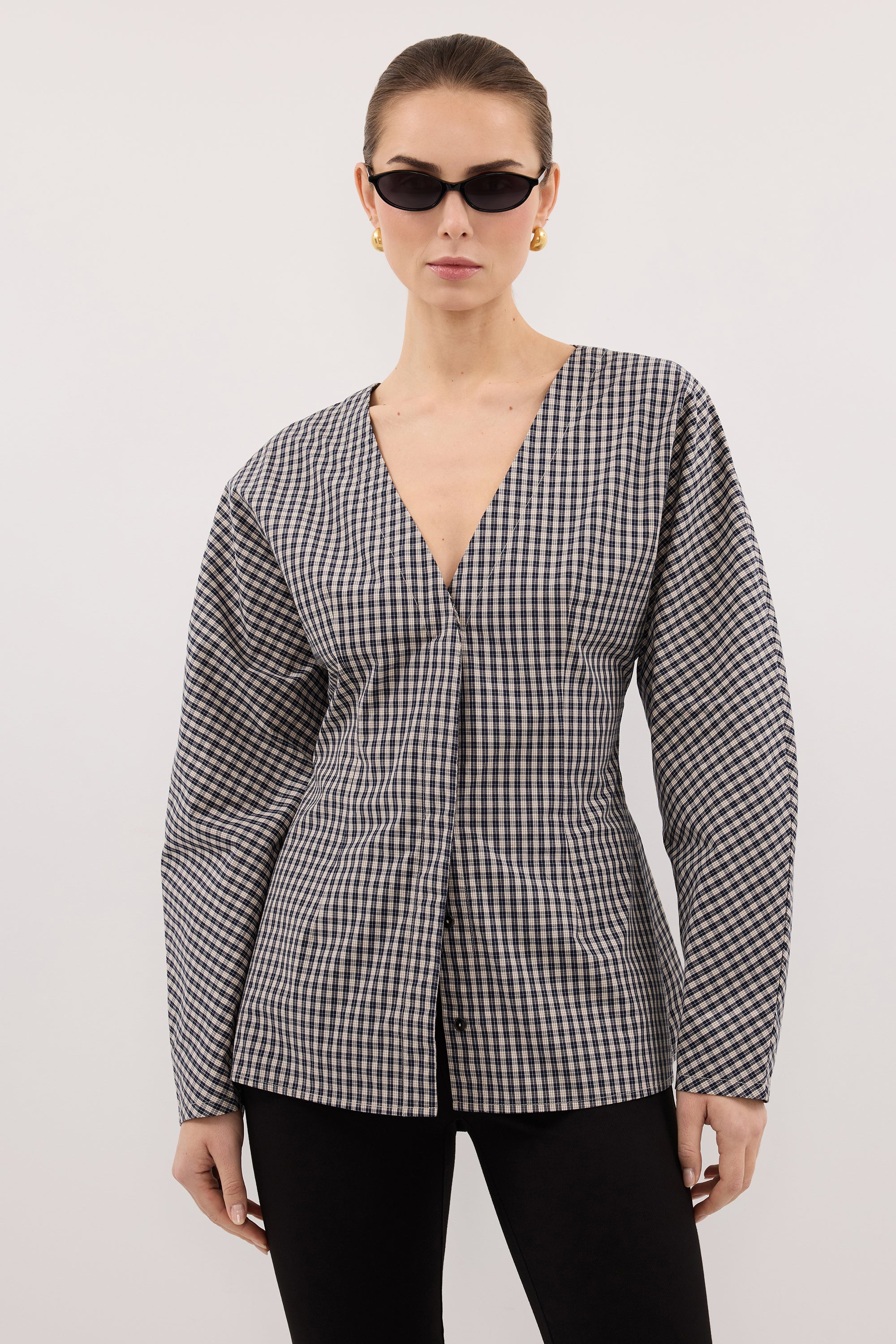 MATILDA INK CHECK FITTED SHIRT