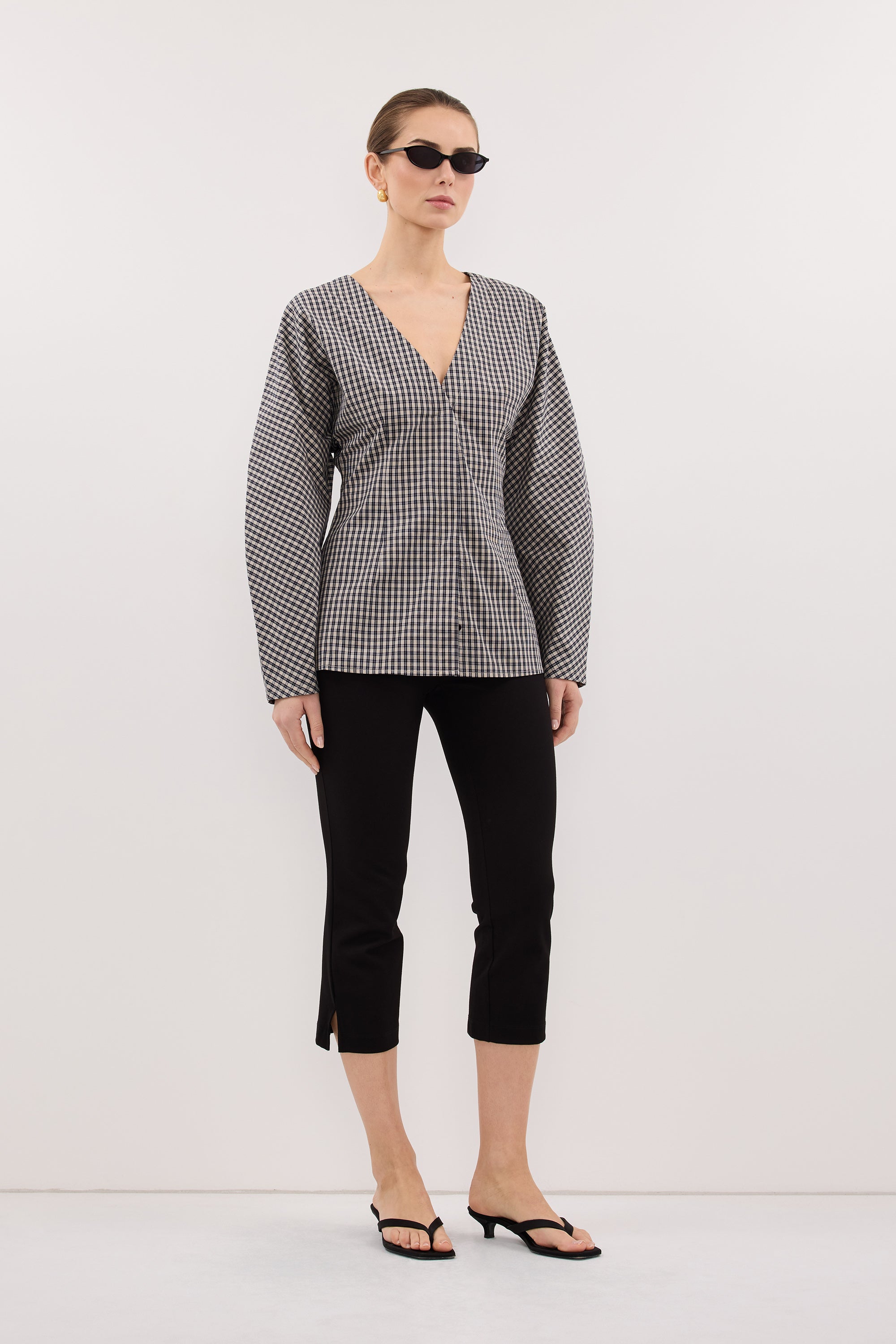 MATILDA INK CHECK FITTED SHIRT