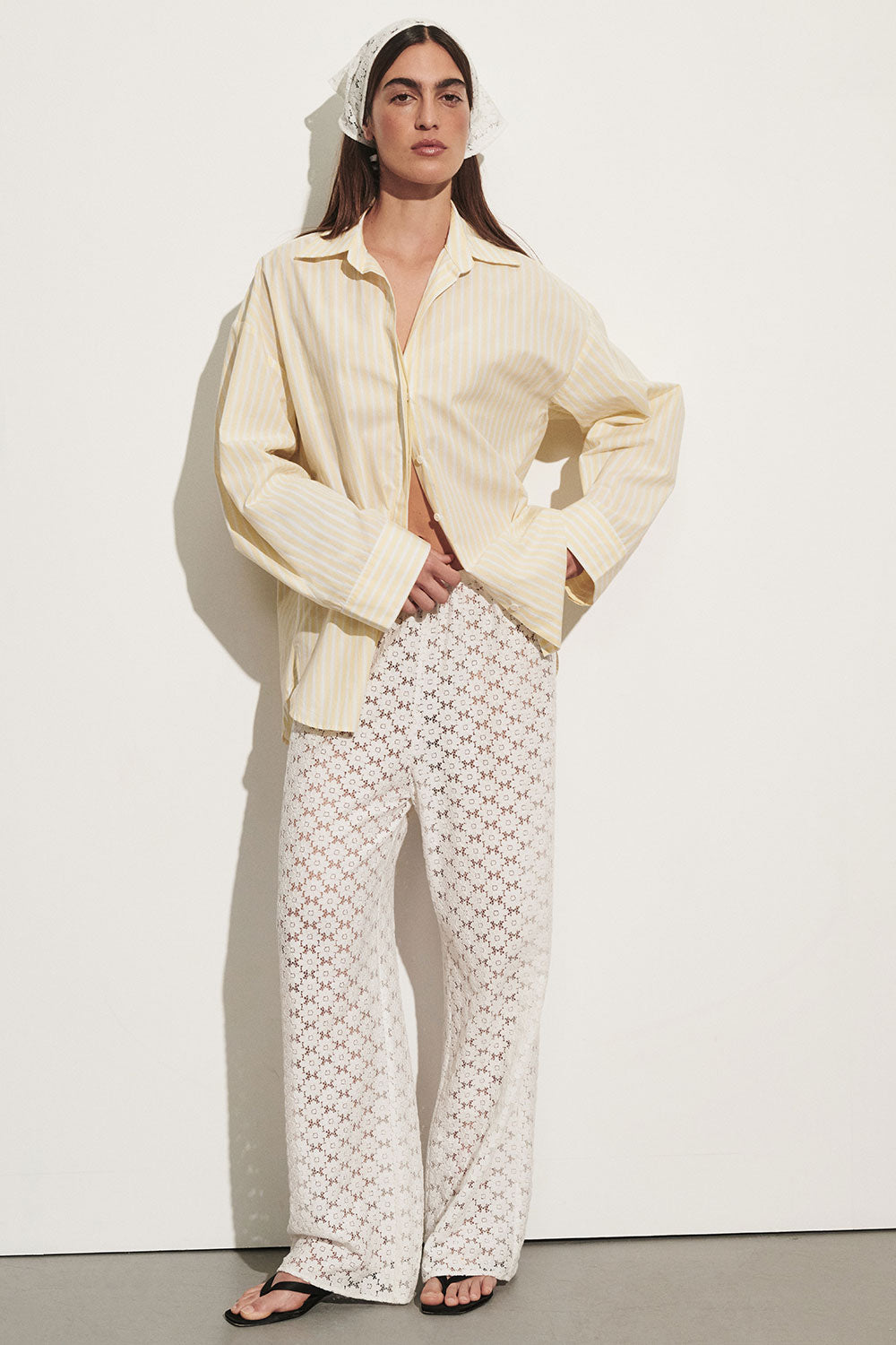 DOMINIQUE YELLOW STRIPE SHIRT