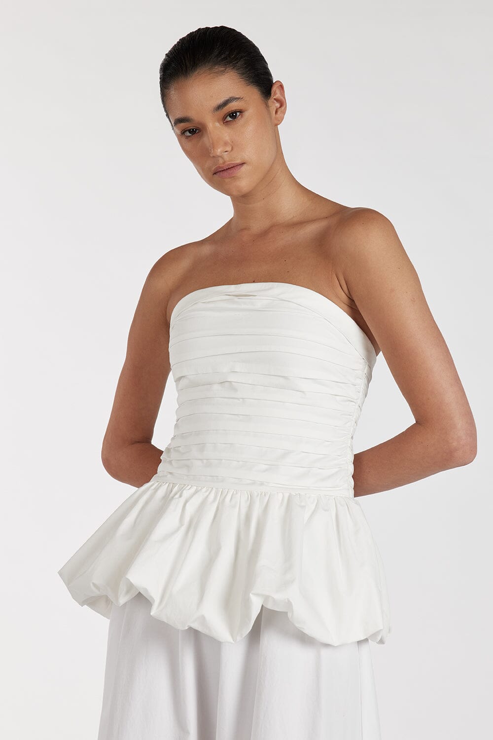 PEGGY WHITE COTTON STRAPLESS TOP Clothing DISSH Boutiques 