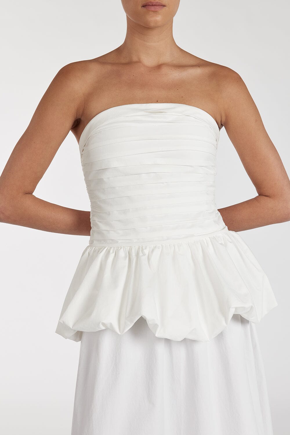 PEGGY WHITE COTTON STRAPLESS TOP Clothing DISSH Boutiques 