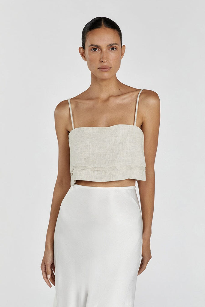 LAINIE NATURAL LINEN CROP TOP | Dissh