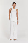 SERENA WHITE LINEN ASYM HALTER TOP