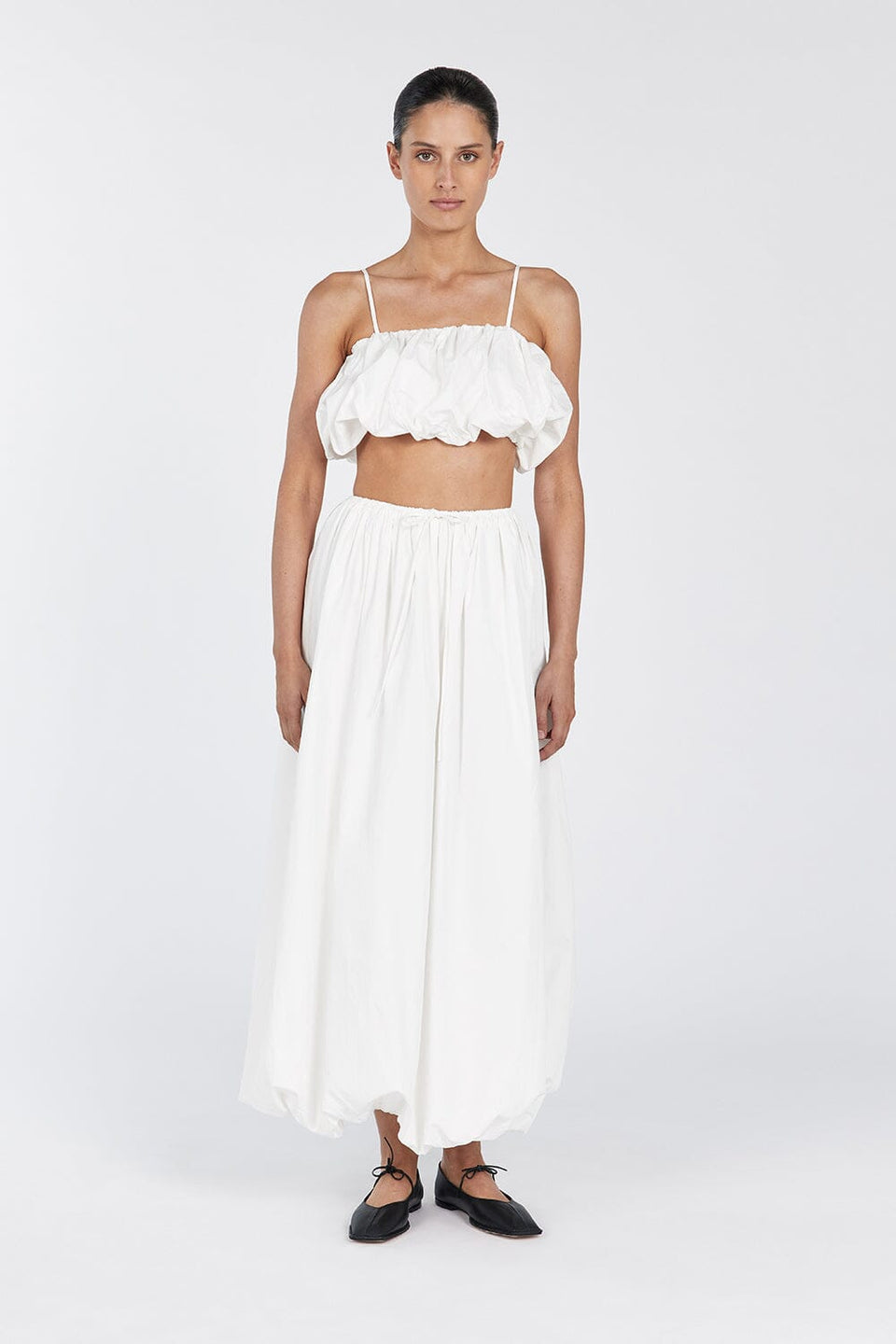MONTY WHITE BUBBLE CROP TOP Clothing DISSH Boutiques 8 WHITE 