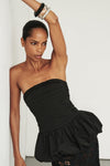 PEGGY BLACK COTTON STRAPLESS TOP