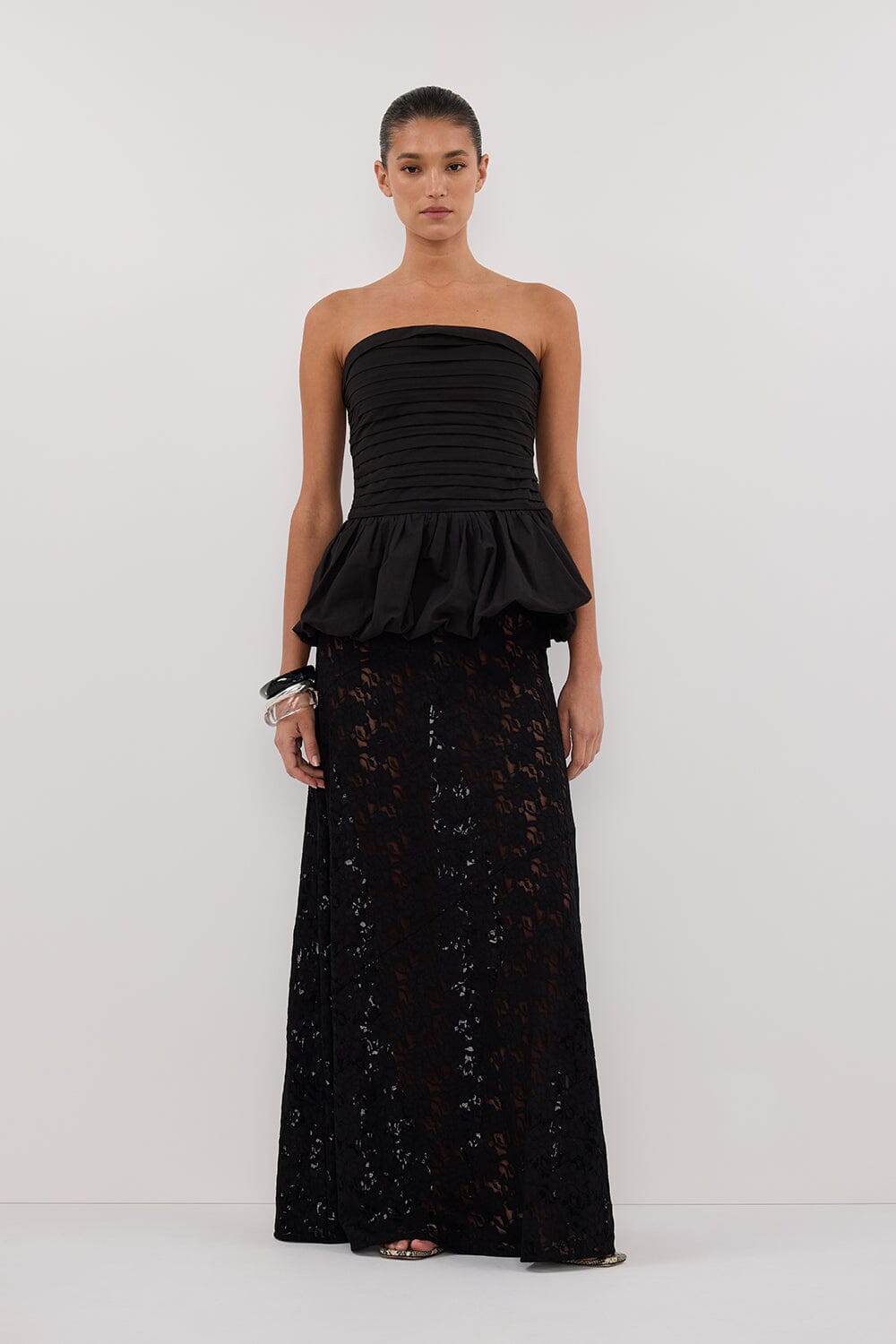 PEGGY BLACK COTTON STRAPLESS TOP Clothing DISSH Boutiques 