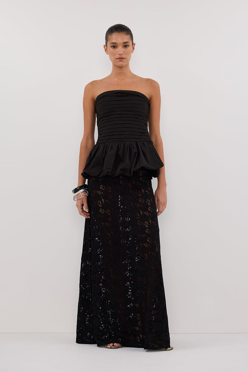 PEGGY BLACK COTTON STRAPLESS TOP Clothing DISSH Boutiques 