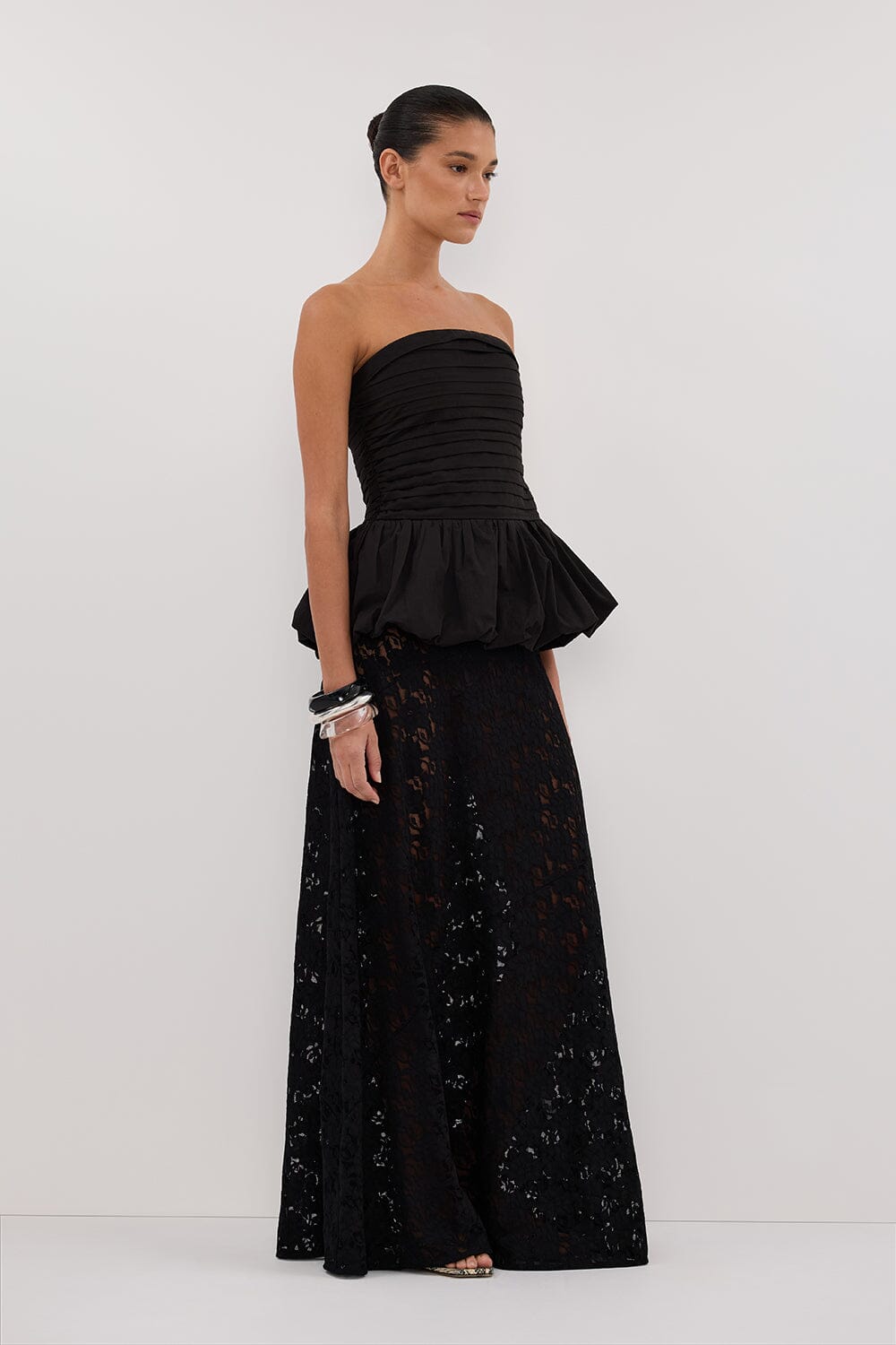 PEGGY BLACK COTTON STRAPLESS TOP Clothing DISSH Boutiques 