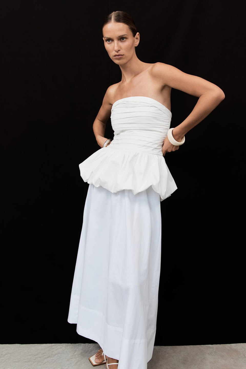 PEGGY WHITE COTTON STRAPLESS TOP - PRE ORDER Clothing DISSH Boutiques 6 WHITE 