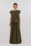 FLYNN OLIVE LINEN BLEND TIERED TOP - PRE ORDER