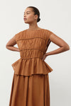 FLYNN RUST LINEN BLEND TIERED TOP